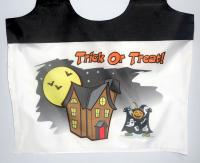 Poly tote bag with Halloween graphics and child's name.