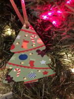 Custom shape Christmas ornaments. Laser-cut, UniSub, White, gloss hardboard