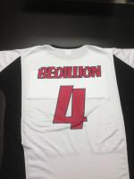 Vapor Phenom White shirt with black sleeves.This is the teams second shirt for back to back pla