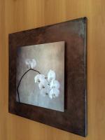 Orchid image mounted on an aged zinc background