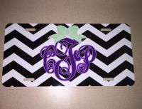 License plate with chevron, monogram and bow!