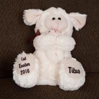 Personalized an Easter lamb for my grandsons 1st Easter.