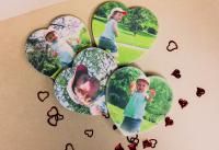 A set of four adorable heart coasters with your favorite little Valentine on them! Great for vi