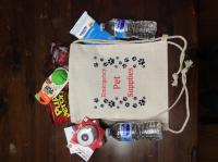 Made an emergency pet supply kit using the linen drawstring bag.  Add any items of your choice 