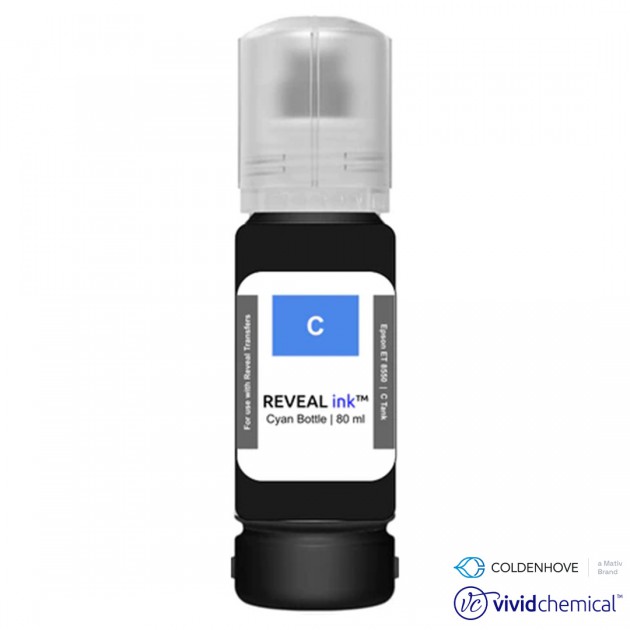 Cyan REVEAL Fabric Ink, 80mL bottle, for the Epson ET-8550