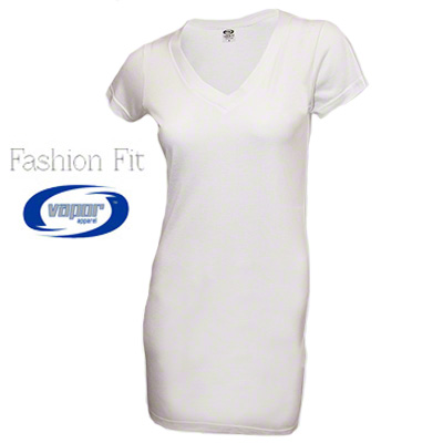Vapor Ladies White Fashion Fit Sublimation Ready V Neck Dress - White