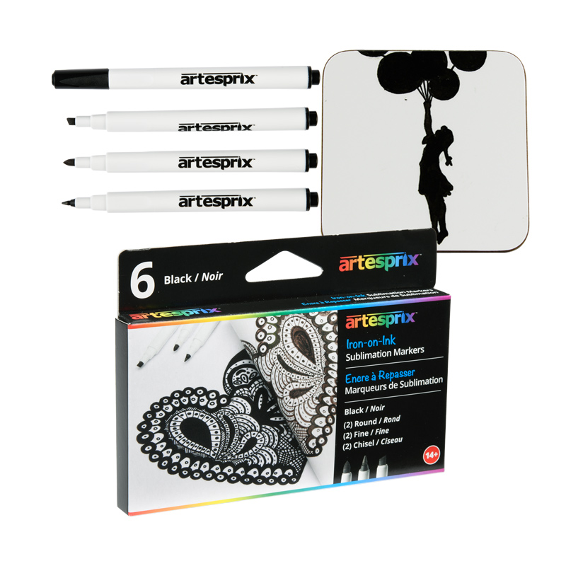 Artesprix® Black Sublimation Markers - Pack of 6