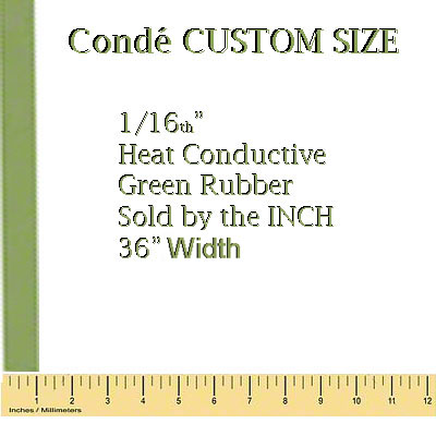 Heat Conductive Green Rubber Pad - 1/16" Thick - 36" Wide - Sold By the Inch
