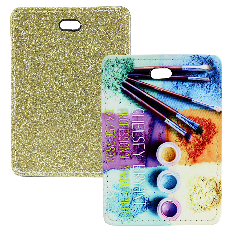 Sublimation Blank PolyLeather Glitter Luggage Tag - Rectangle - Gold