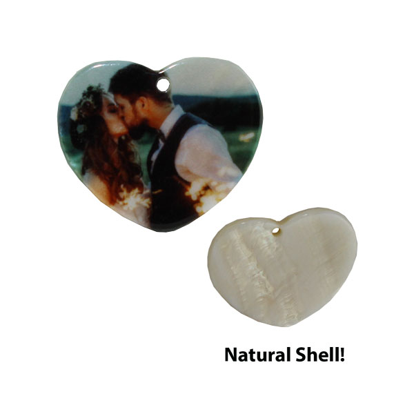 LumaShell™ Sublimation Blank Natural Shell Pendant - 25x30mm - Heart