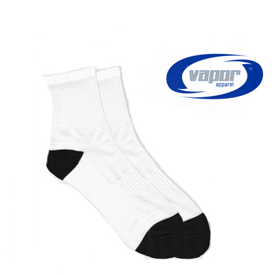 3.5 Cuff Socks White w/Black Heel/Toe- Small