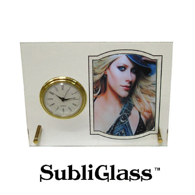 SubliGlass 7x9 Sublimation Glass Desk Clock w/ Black Border