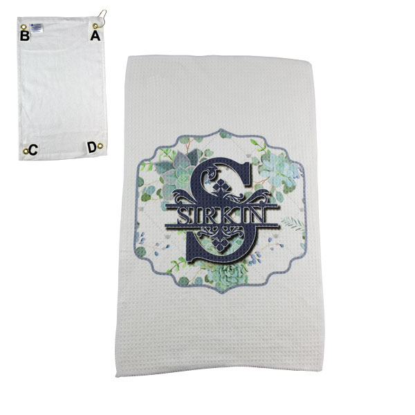DyeTrans Sublimation Blank Waffle Textured Tea Towel - 11x18 -  Grommeted Clip POSITION B