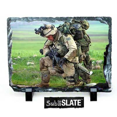 SubliSlate Blank Sublimation Slate Matte Plaque - 5.85" x 7.8" - Rectangle w/feet