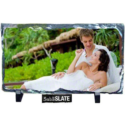 SubliSlate Blank Sublimation Slate Matte Plaque - 7.8" x 11.7" - Rectangle w/Feet