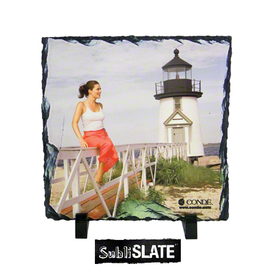 SubliSlate Blank Sublimation Matte Plaque - 5.85" x 5.85" - Square w/Feet