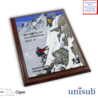 Unisub Sublimation Blank MDF Plaque - 6" x 8" - Cherry Ogee Edge