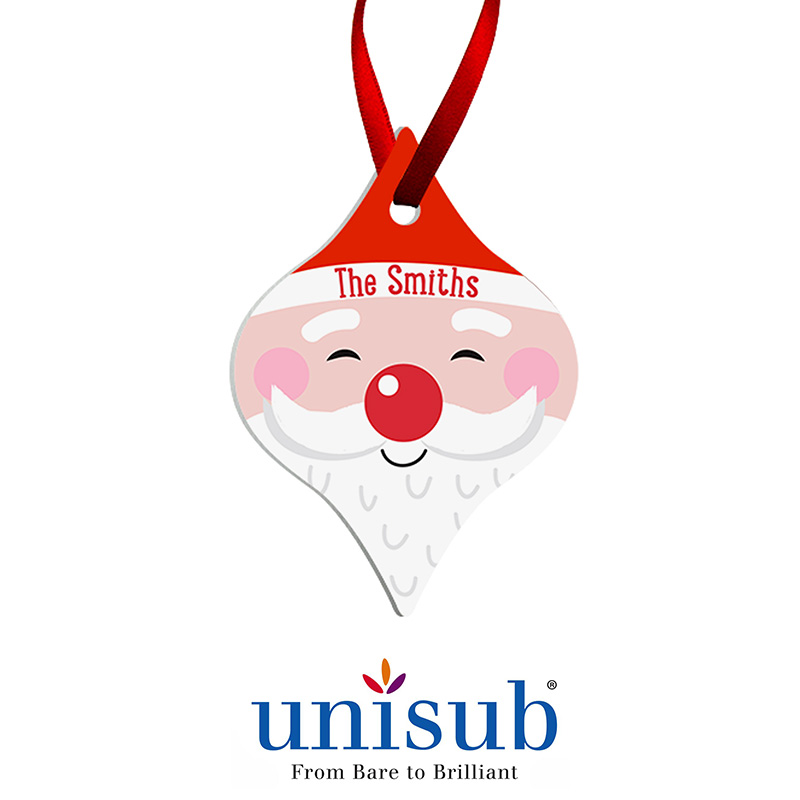 Unisub Sublimation Blank Aluminum Ornament - 2 75 quot  x 4 1 quot  Tapered w Ribbon
