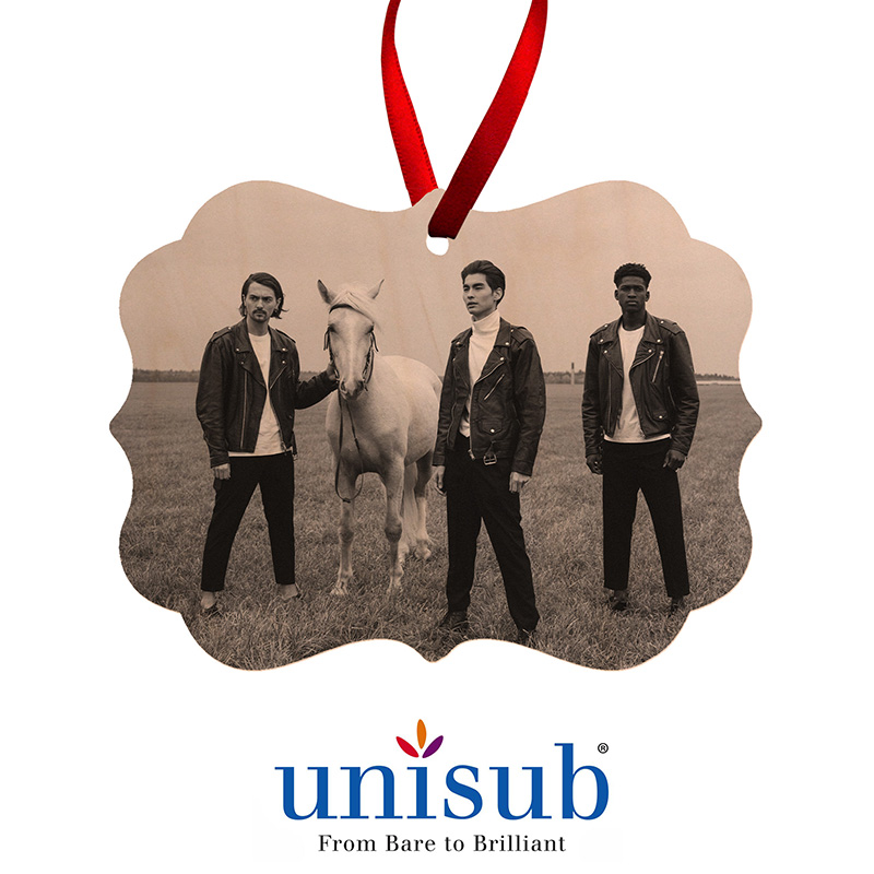 Unisub Sublimation Blank Natural Wood Ornament - 2 76 quot  x 3 95 quot  Benelux w Ribbon