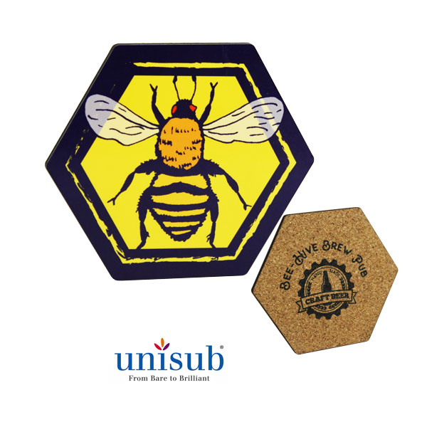Unisub® Sublimation Blank Hardboard Coaster - 3.46" x 3.97" - Hexagon