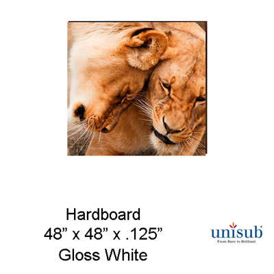 Unisub Sublimation Blank Hardboard Sheet Stock - 48" x 48" - Gloss White - 1/8" Thick