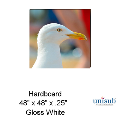 Unisub Sublimation Blank Hardboard Sheet Stock - 48" x 48" - Gloss White - 1/4" Thick