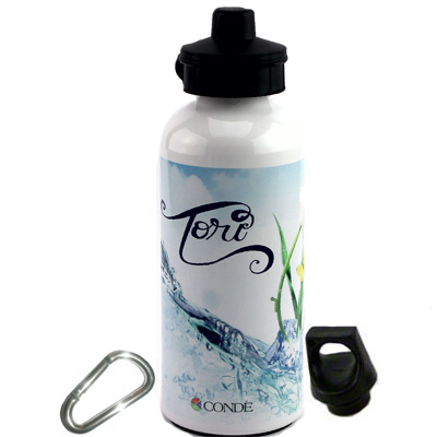 DyeTrans Sublimation Blank Aluminum Water Bottle - 600ml - White w/Top and Carabiner